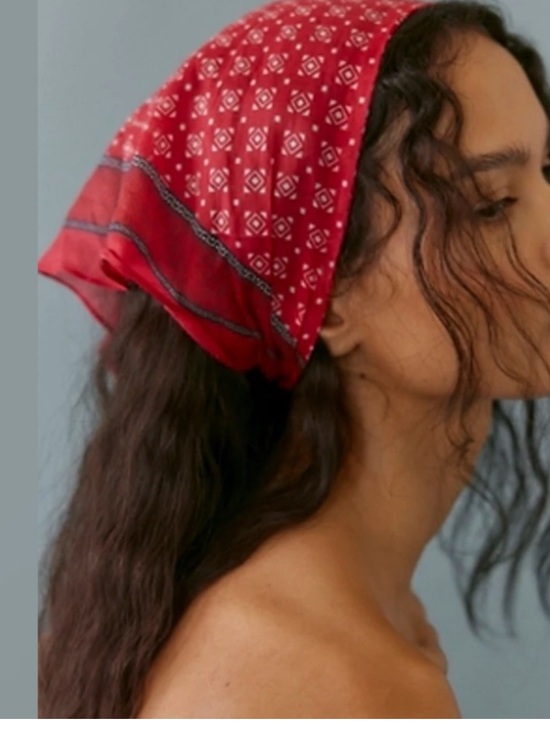 Free People Accessories - Free People Red Printed Bandana Headscarf and Navy Headscarf set of Two